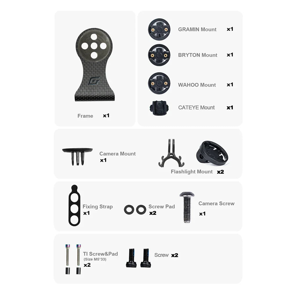 OGEVKIN Carbon Bike Stem Extension — Computer Mount Holder Rack for GPS, Cycling Computer, Camera & Light, 3K Black