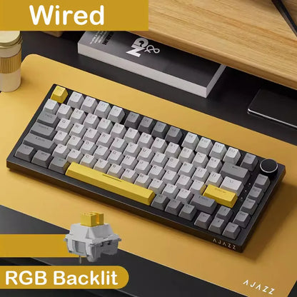 AJAZZ AK820/AK820 Pro Mechanical Gaming Keyboard – TFT Screen, Multifunction Knob, Wired/2.4G/Bluetooth Connectivity for PC