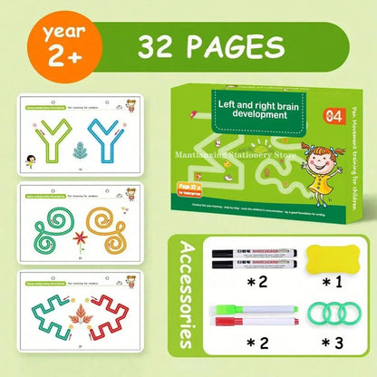Magical Reusable Tracing Workbook – Montessori Drawing Practice & Control Training Copybook for Kids