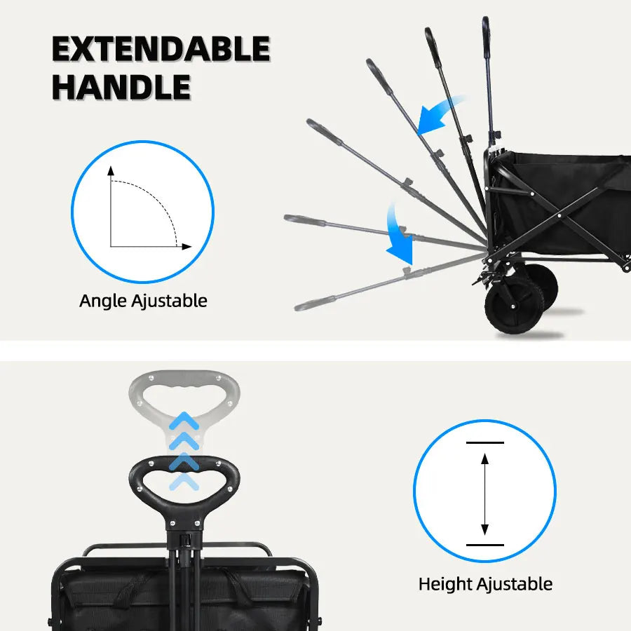 Heavy Duty Large Capacity Folding Wagon – Collapsible Portable Utility Cart for Shopping, Beach & Garden