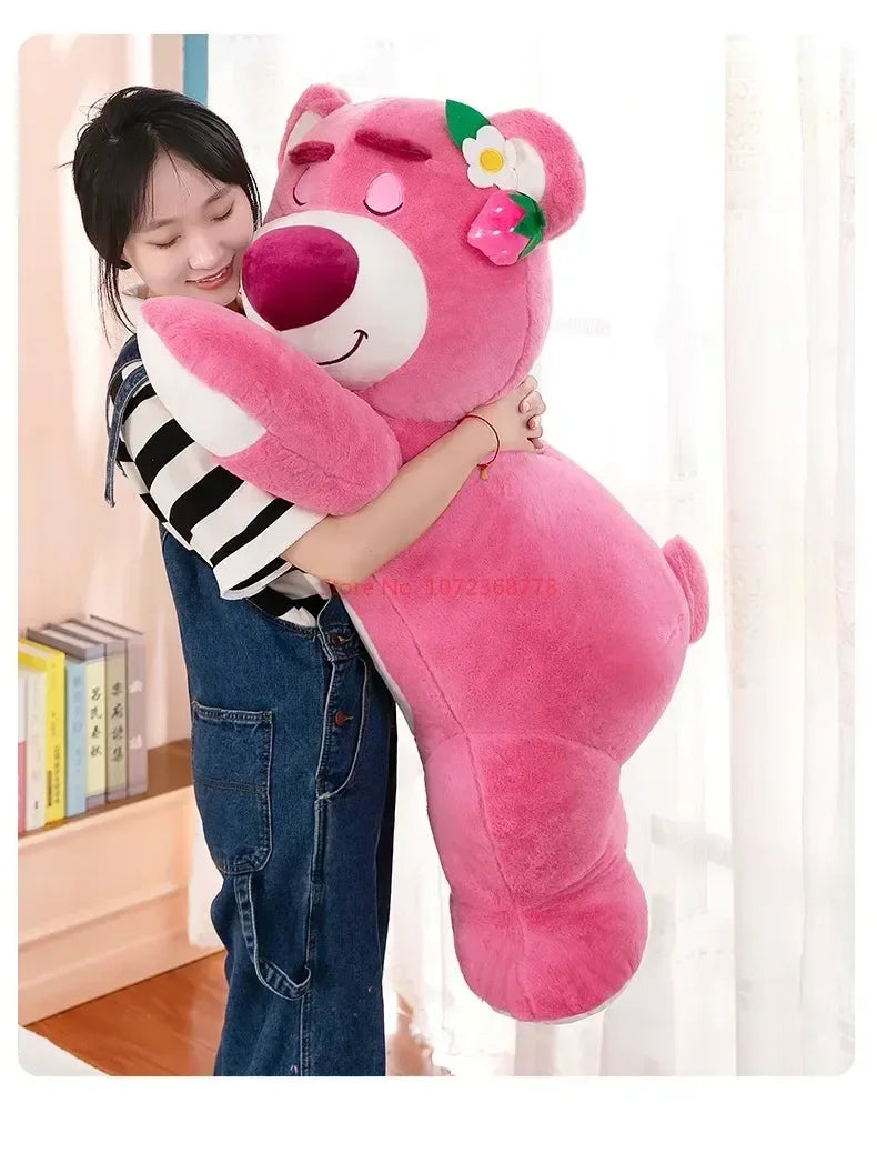 New Disney Kawaii Toy Story Lotso Bear Plush Pillow – Strawberry Sofa Stuffed Toy for Kids & Birthday Gift
