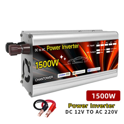 12V to 220V Solar Inverter — 500W/1000W/1500W/2000W Portable Voltage Converter & Car Power Charger