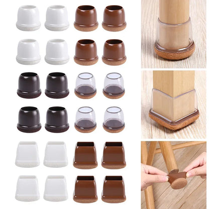 Silicone Protective Chair Leg Floor Protectors - Mute Table Leg Covers with Thick Wrap Felt Pads, Furniture Silicone Cover