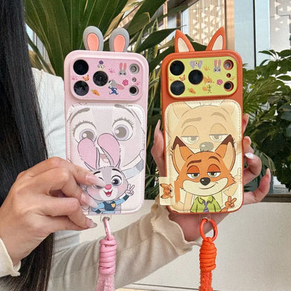 Cute 3D Nick & Judy Cartoon Phone Case – Protective Cover for iPhone 14/15/16/17 Series