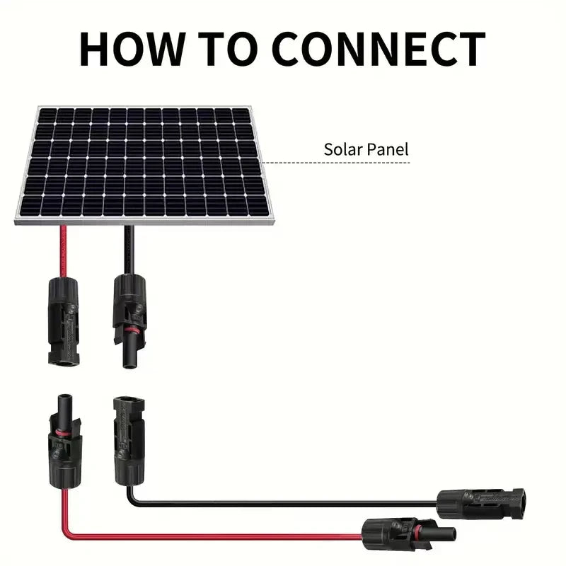 Red & Black Solar Extension Cable with Connector — 2-10m 4mm²/6mm² Photovoltaic Wire