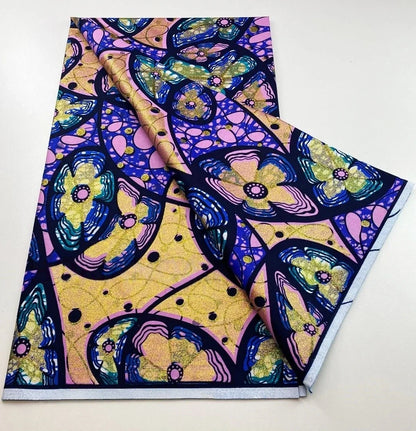 Original African Wax Print Fabric - 6 Yards 100% Cotton Nigerian Ankara Sewing Material for Women’s Dresses