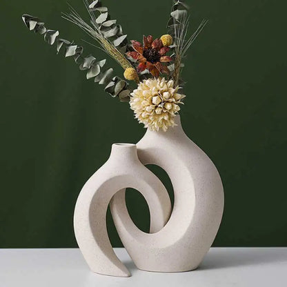 European Style White Plastic Decorative Vase Set - Minimalist Creative Home Decor for Living Room, Entryway & TV Cabinet Decoration