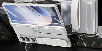 Original Silicone Grip Phone Case for Samsung Galaxy Z Fold 4-7 – Stand & Hinge Protective Cover with Glass Film