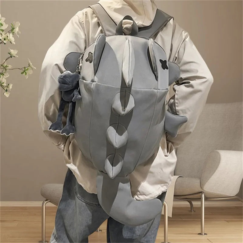 Unisex Shark-Shaped Backpack – Trendy Large Capacity School & Daily Bag for Casual Street Use (Pendant Not Included)