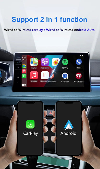 Mini CarPlay Box for Audi, Mercedes, Volvo, Volkswagen – Bluetooth Wireless Android Auto, Charging, Siri & iOS 15 Support