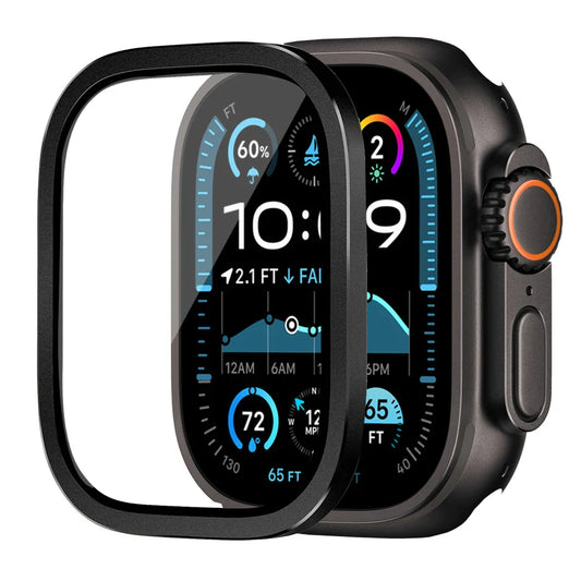 Tempered Glass Screen Protector for Apple Watch Ultra 2 49mm – Anti-Scratch HD Full Film with Metal Bumper, iWatch Ultra Accessories