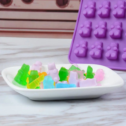 Gummy Bear Silicone Molds - Mini Chocolate Candy Molds with Droppers Food Grade Nonstick Baking Set of 4