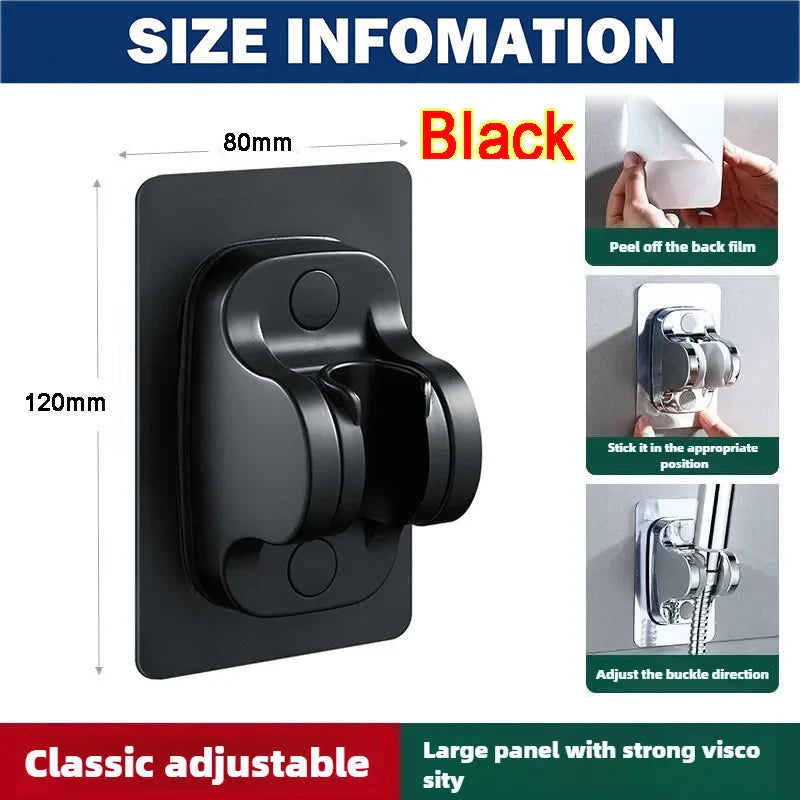 360° Adjustable Shower Head Support – Suction Cup Holder with Plating for Bathroom Wall Mount and Shower Rail