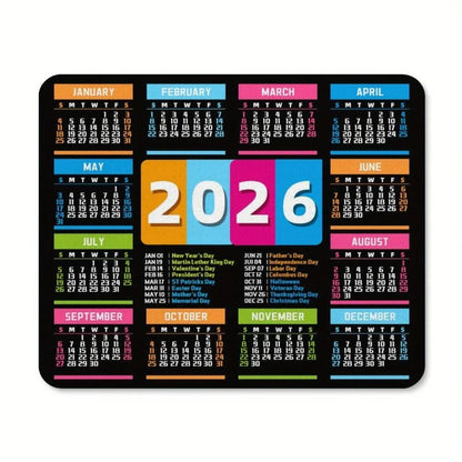 2026 Calendar Design Game Mouse Pad – Anti-Slip Rubber Mouse Mat for Home & Office, Black & White