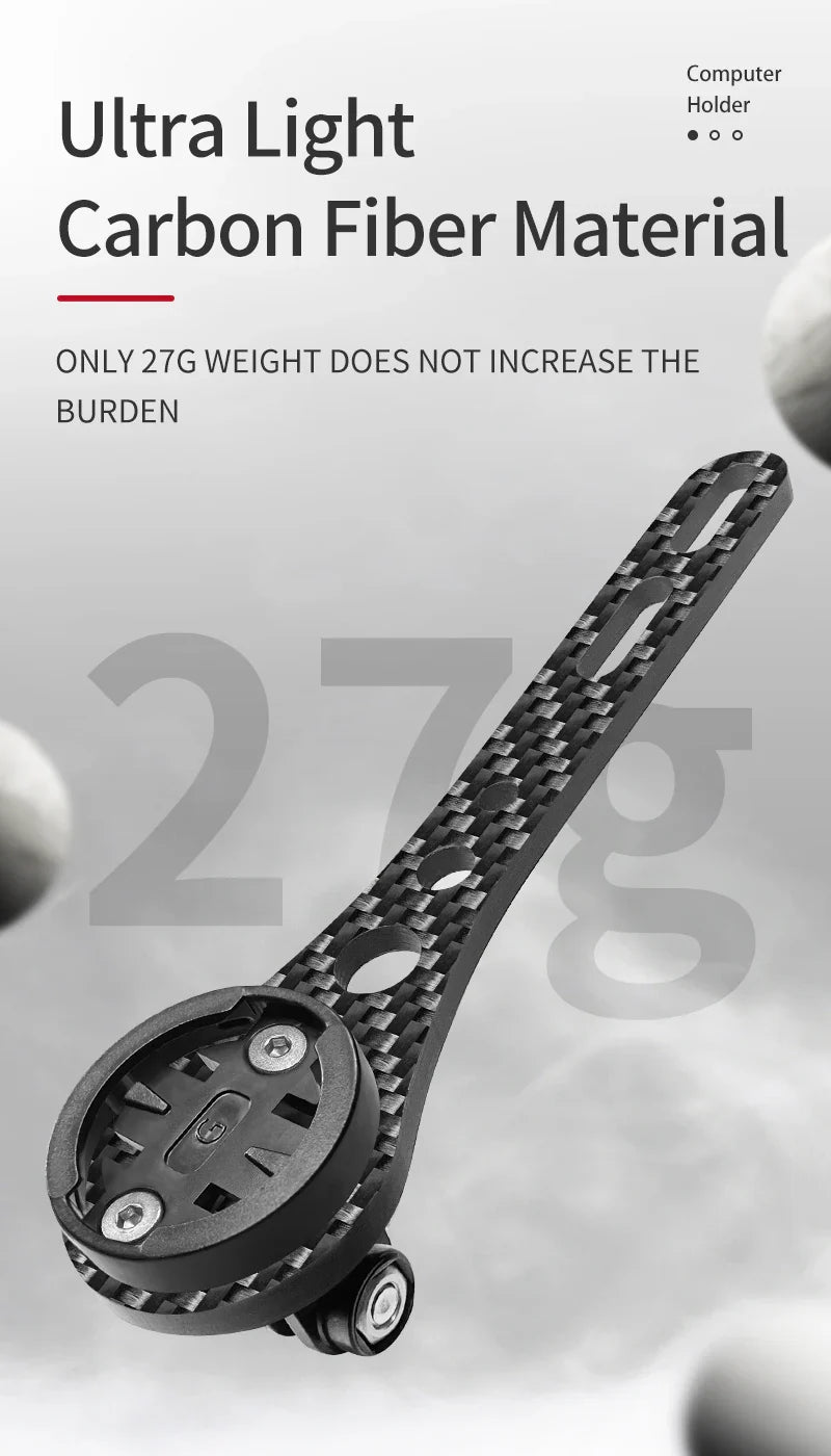 BUCKLOS Carbon Fiber Bike Computer Mount – 143mm/165mm Speedometer Holder for Garmin, Road & Mountain Bikes