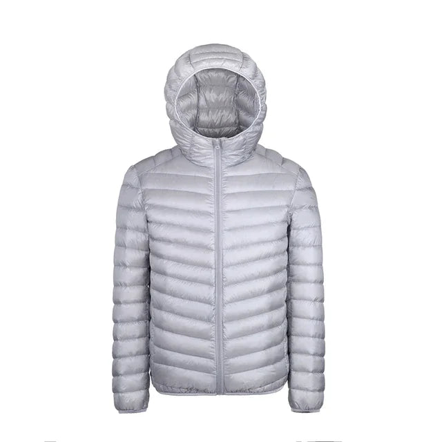 2024 Men’s Ultra-Light Down Jacket – 90% White Duck Down Hooded Thermal Feather Coat