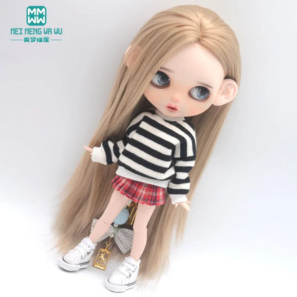 Blythe Doll Accessories Set – Fashion Sweatshirt, Shoe Covers & Sneakers for Blythe & Azone Dolls, Christmas Gift