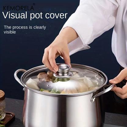 Large Stainless Steel Soup Pot – Universal Cooking Pot for Noodles, Stew & Chicken Soup