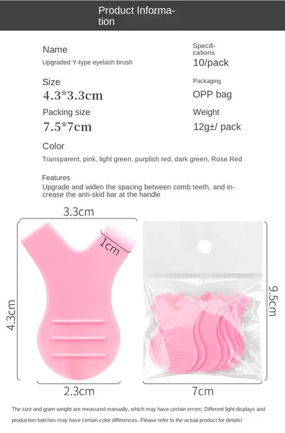 10pcs Reusable Eyelash Brushes – Y Shape Comb for Lash Lifting, Curling & Extension Perm Tools
