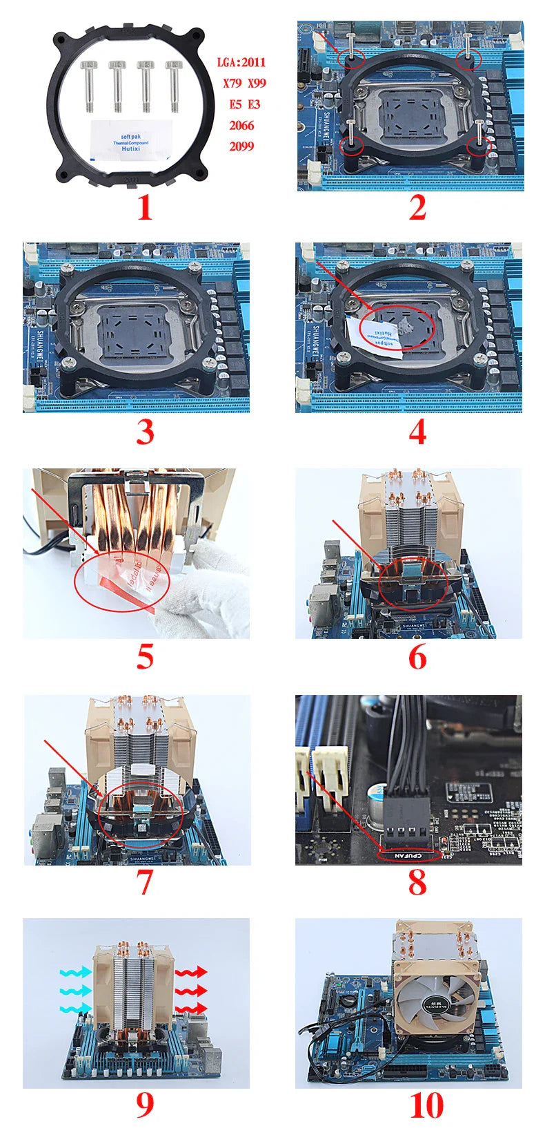 CPU Cooling Fan with Air-Cooled Radiator – Compatible with LGA2011, 115x, 1200, 1700 & AMD