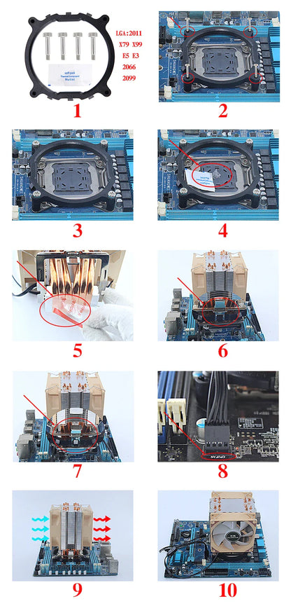 CPU Cooling Fan with Air-Cooled Radiator – Compatible with LGA2011, 115x, 1200, 1700 & AMD