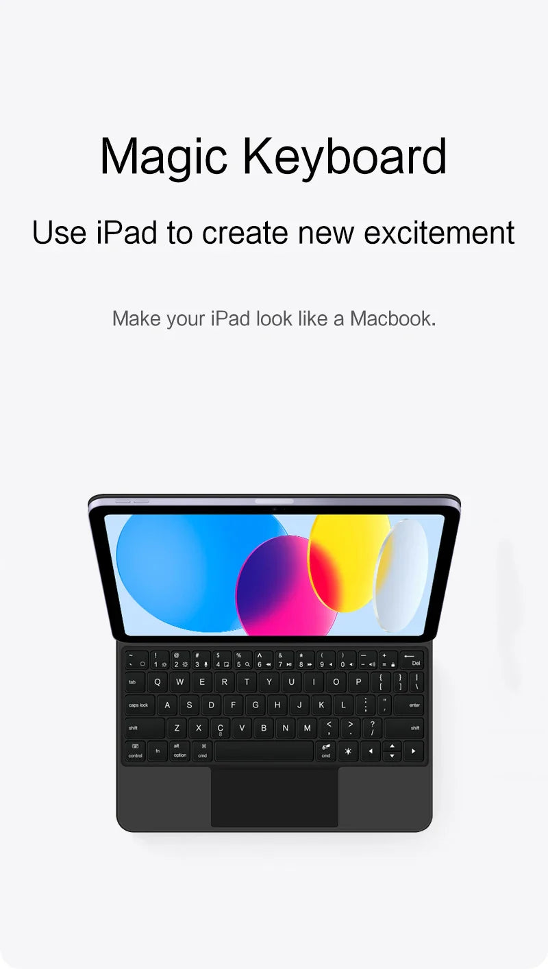 Magic Keyboard for iPad Pro 11/12.9, Air 4/5 & iPad 10th Gen – Smart Magnetic Case & Cover