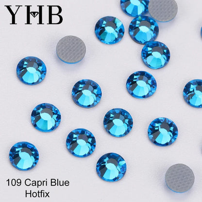 YHB 101-127 Hotfix Crystal Rhinestones - Glitter Glass Flatback Gems for Bags, Shoes, Garments, Phone & Nail Art DIY