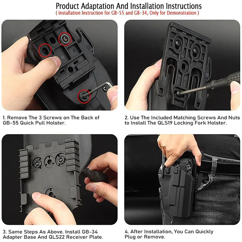 QLS Gun Holster Accessories Kit – Quick Locking System with QLS 19 & 22 Polymer Case Adapter