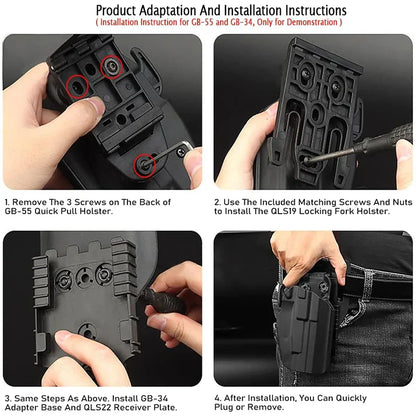 QLS Gun Holster Accessories Kit – Quick Locking System with QLS 19 & 22 Polymer Case Adapter