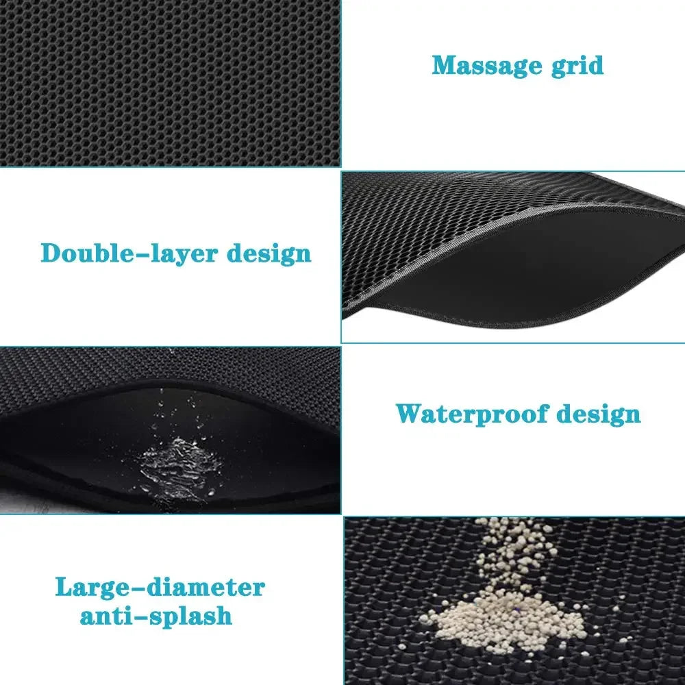 Double Layer Waterproof Cat Litter Mat: Non-Slip Sand Pad with Washable Bed Mat - Keep Your Home Clean with this Cat Litter Box Accessory