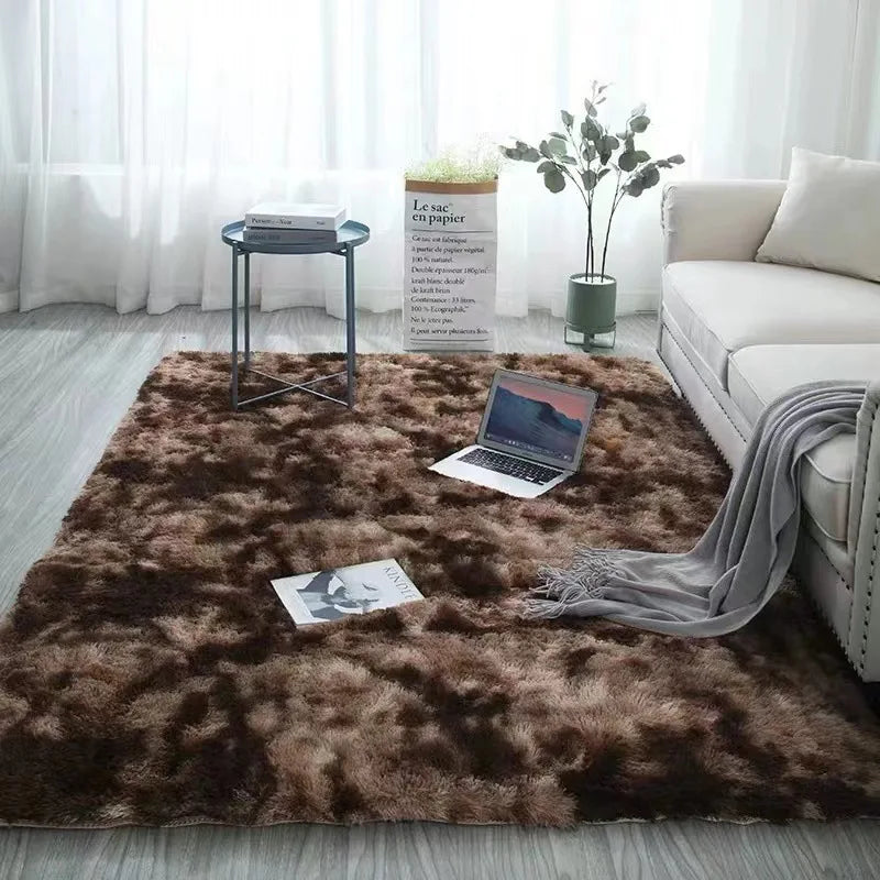 VIKAMA Black Plush Shag Area Rug – Soft Fluffy Furry Carpet for Bedroom, Living Room & Bedside
