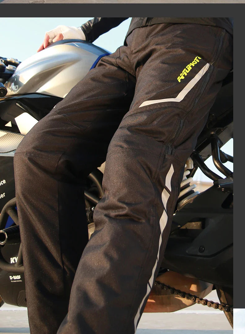 AMU Motorcycle Quick Take-Off Pants - Waterproof, Windproof, Thermal Protective Gear for Men & Women