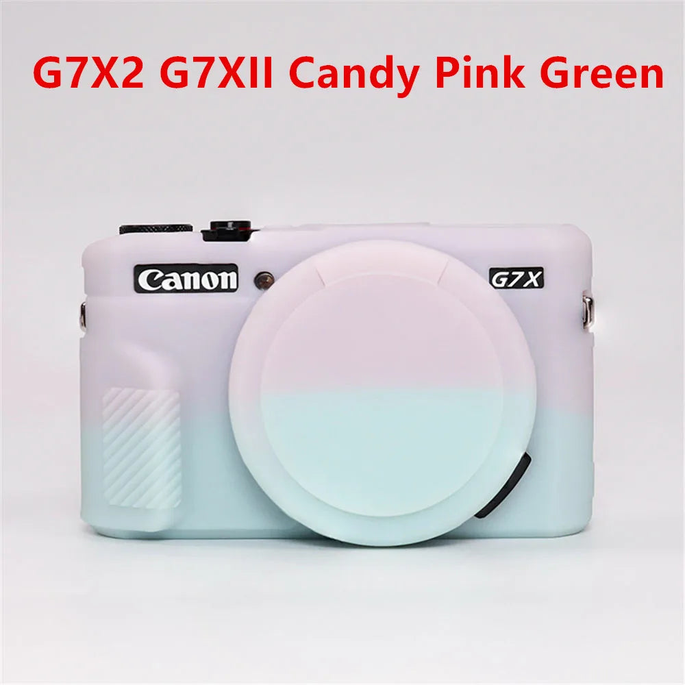 Canon G7X Silicone Camera Case - Soft Rubber Shockproof Body Cover with Lens Cap for G7X Mark II III G7XII G7X2 G7XIII G7X3