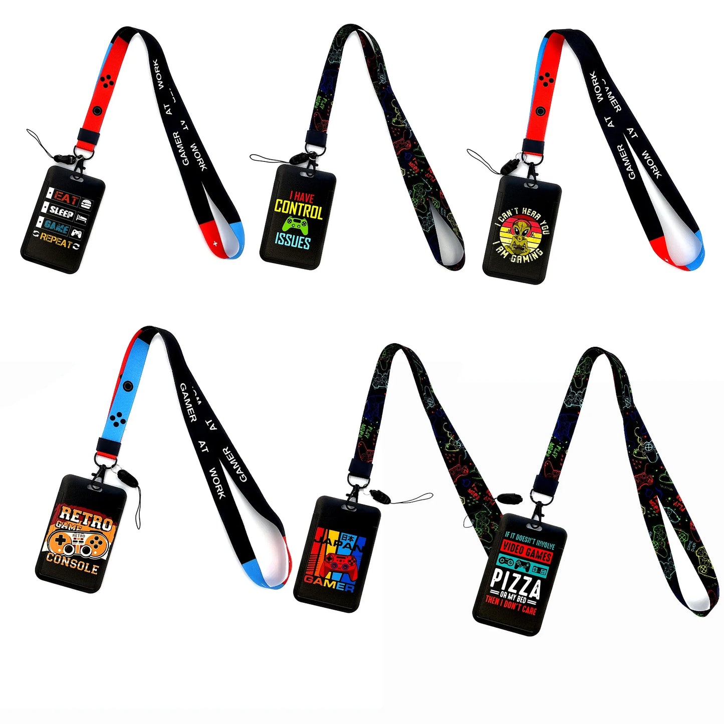 Gamer Card Holder Neck Strap Lanyard – Key, ID & Phone Badge Holder with Cool Hanging Rope