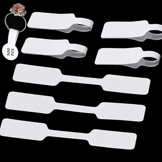 100PCS White Self-Adhesive Jewelry Price Tags – Blank Rectangle Labels for Necklace, Earring, Bracelet Pricing