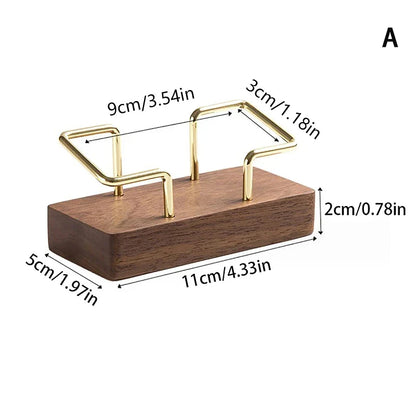 Wooden Business Card Holder Organizer – Office Desk Display Stand & Memo Shelf for Home & Work