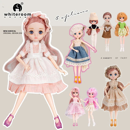 Slim 26cm BJD Doll for Girls – 13 Movable Joints with Princess Outfit, Blue Eyes & Eyelash Accessories