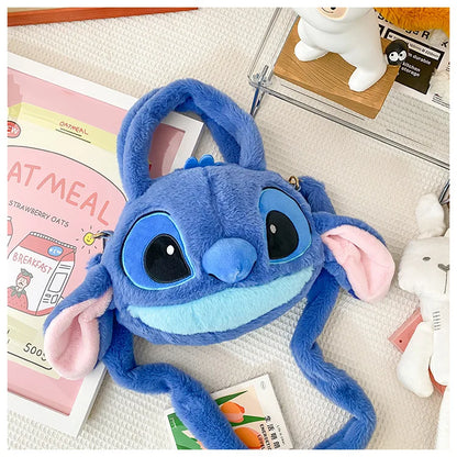 Disney Lilo & Stitch Plush Messenger Bag – Kawaii Anime Handbag for Girls, Stuffed Cartoon Plushie Soft Bag for Kids