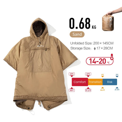 MOBI GARDEN Camping Cape Sleeping Bag – Lightweight Portable Cold Weather Blanket with Thermolite for Outdoor Use