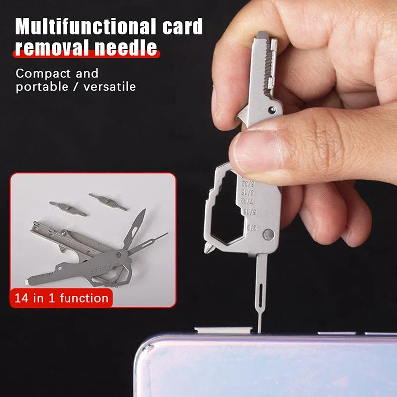 Mini Stainless Steel Keychain Multi-Tool - Compact Emergency Repair Tool for Outdoor, Home & Drone Use