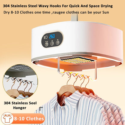 Portable Electric Clothes Dryer - Foldable Heated Laundry Drying Machine with Timer and Remote Control