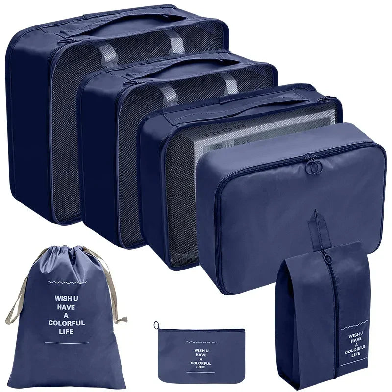 7–10 Pc Travel Organizer Storage Bags Set – Portable Packing Cubes for Suitcase, Clothes, Shoes & Luggage Tidy Pouch
