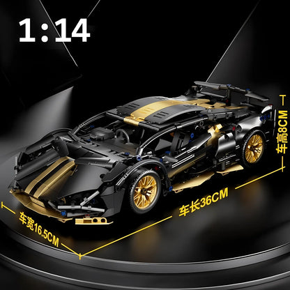 1:14 Technical Racing Sport Car Model Building Blocks – DIY Supercar Brick Puzzle for Adults & Kids, 1280+ Pieces