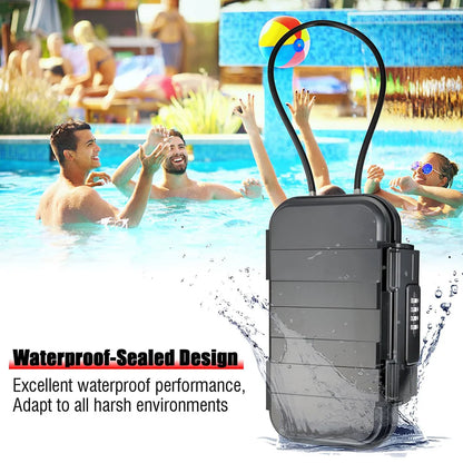 Portable Travel Safe Box – Large Capacity Security Lockbox with Code & Key, Waterproof, Removable Cable Handle