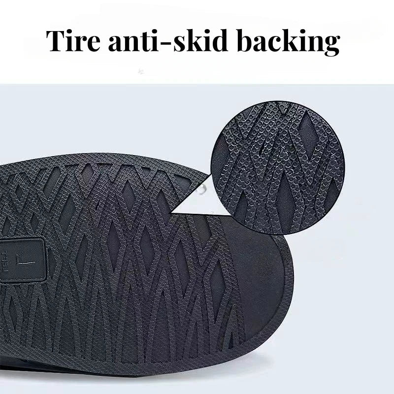 Black Waterproof Rain Boot Covers – High-Top Shoe Covers with Reflector for Motorcycle, Bike & Outdoor Use (Men & Women)
