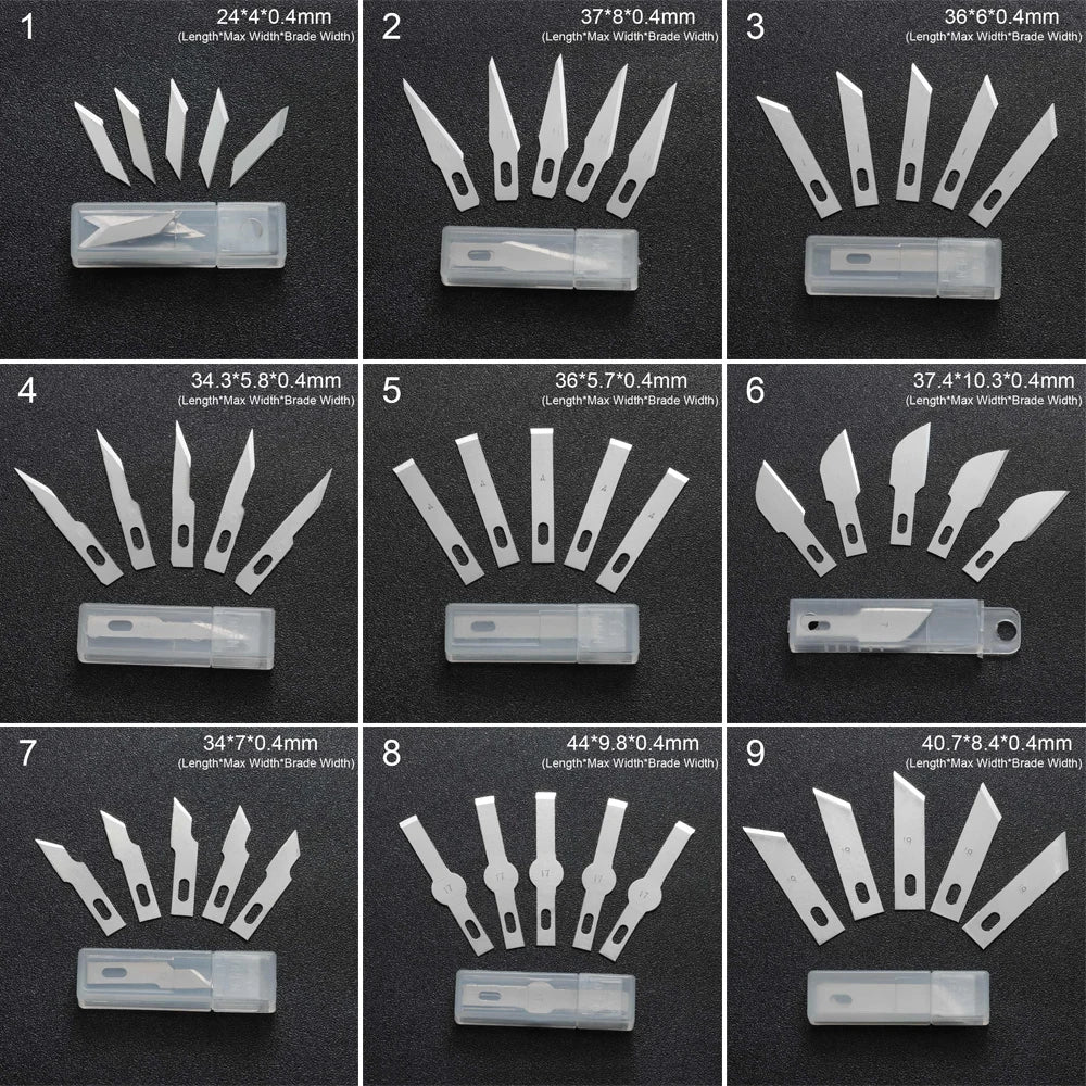 10pcs Non-Slip Metal Craft Knife Blades – Precision Engraving & Cutter Tools for PCB Repair & Mobile Phone Scalpel