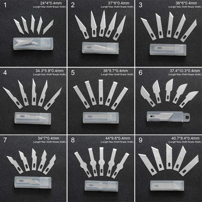 10pcs Non-Slip Metal Craft Knife Blades – Precision Engraving & Cutter Tools for PCB Repair & Mobile Phone Scalpel