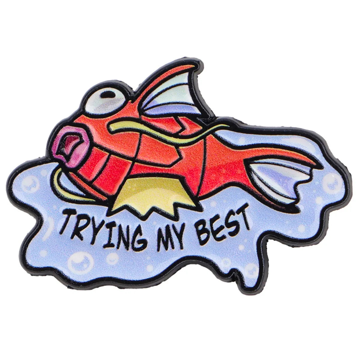 Trying the Fish Enamel Pin - Cute Cartoon Fish Metal Brooch Badge for Clothing, Bags and Gifts