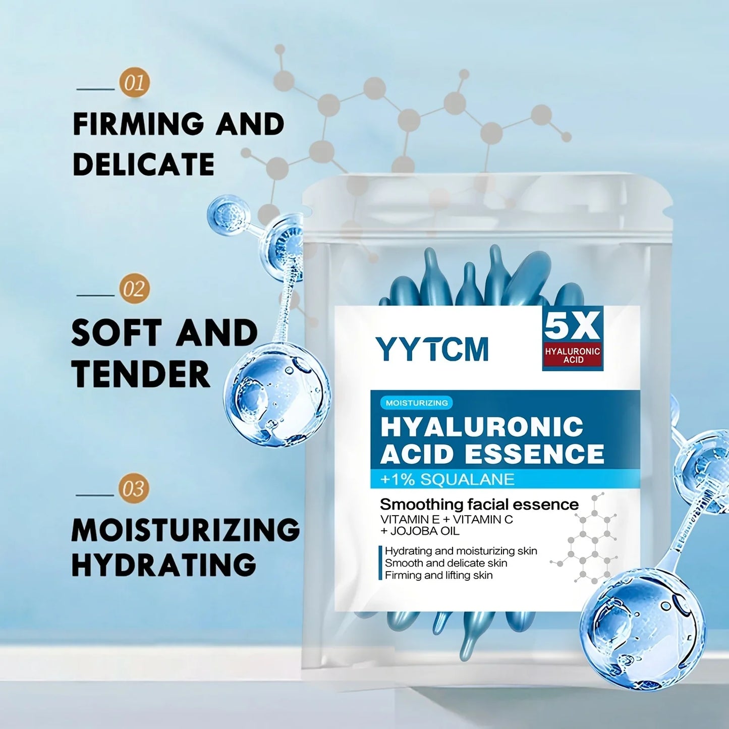 Hyaluronic Acid Deep Moisturizing Capsule Essence – Brightening Skin Serum (0.4g x 30 Capsules) Hydrating Skincare Treatment