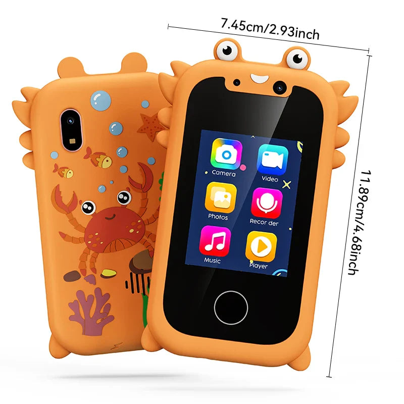 Kids Smart Phone Educational Toy - MP3 Player with Dual Camera, Touchscreen & 512MB Card for Learning & Fun